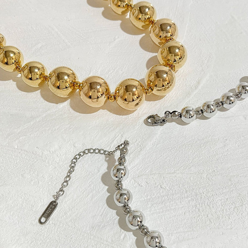 Chunky Big Ball Beads Chain Choker Necklace
