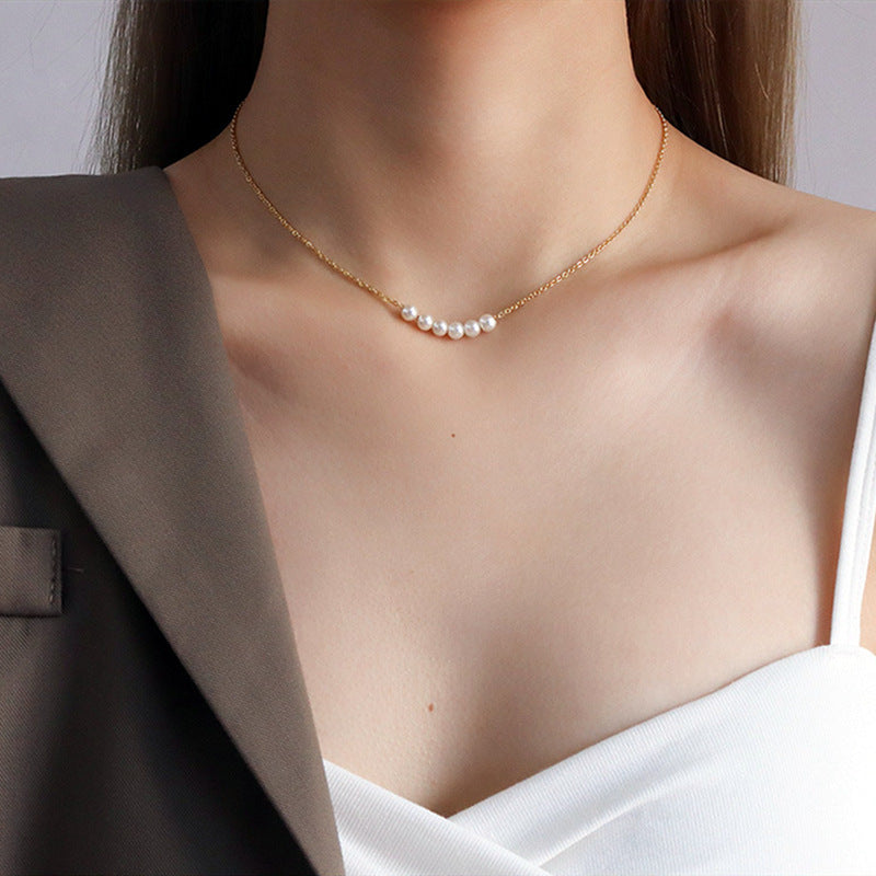 Floating Pearl Choker Necklace Women