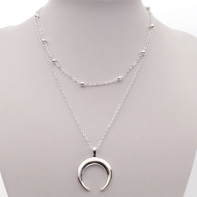 Crescent Moon Layered Necklace