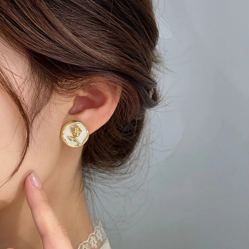 Flower Round Stud Earrings