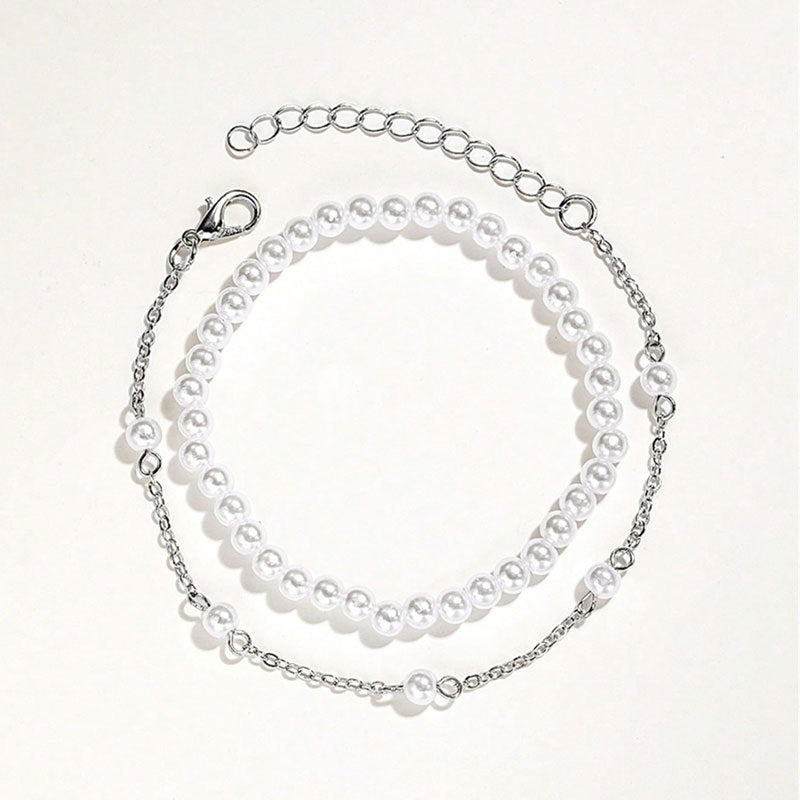 Beaded Pearl Layer Chain Bracelets