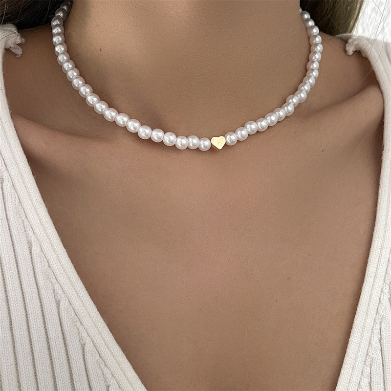 Heart Pearl Necklace for Woman