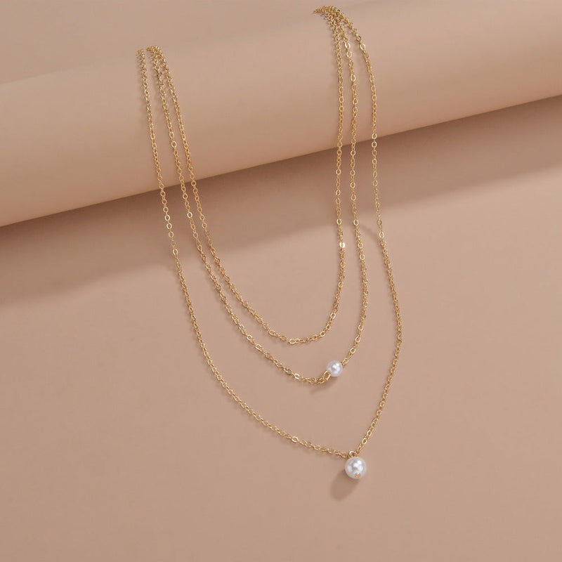 Beaded Three-layer Pearl Necklace