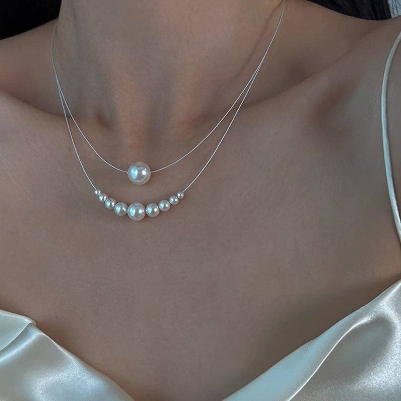 Pearl Pendant Steel Wire Chain Necklace