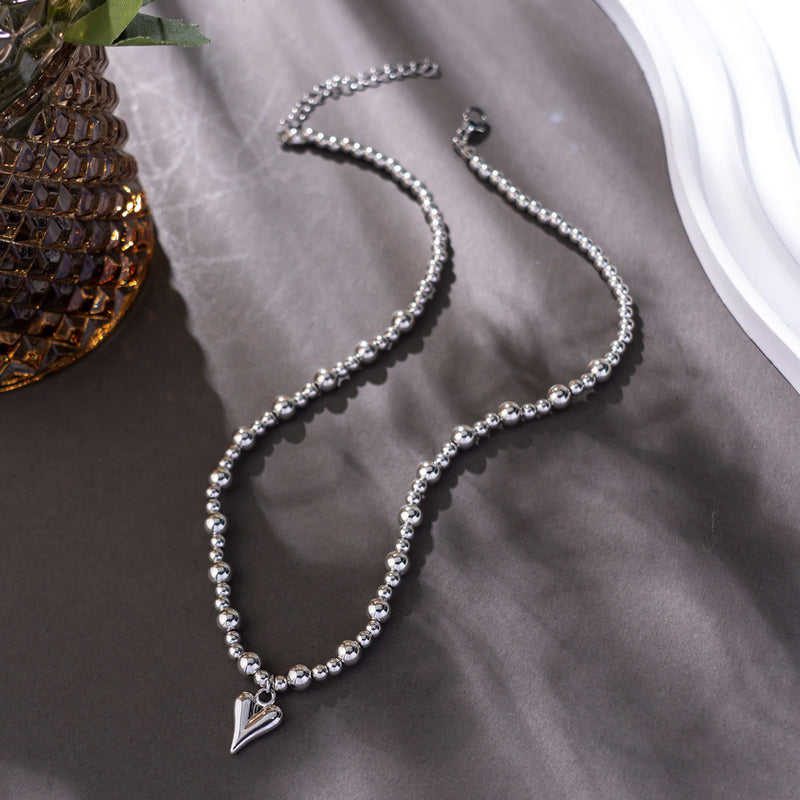 Heart Pendant Beaded Necklace