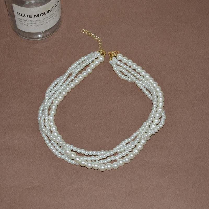White Multi-Layer Pearl Wedding Necklace