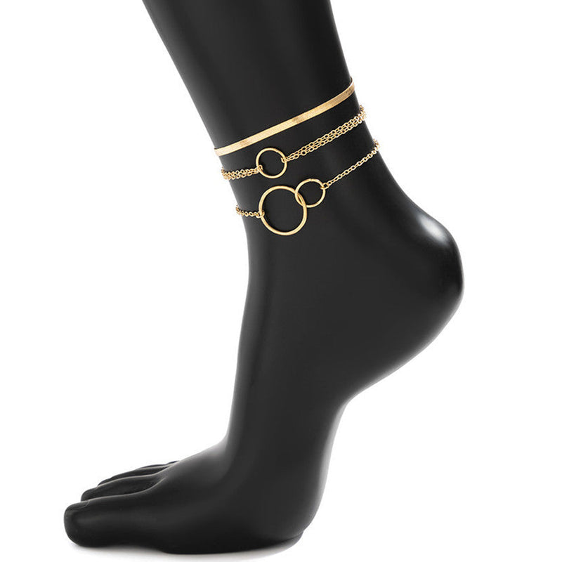 Geometric Double Circle Foot Bracelet