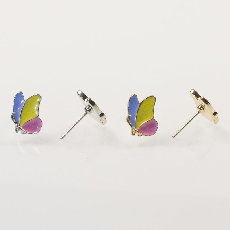 Butterfly flower stud earrings set