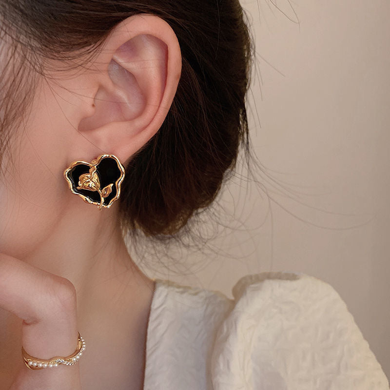 Love Heart Flower Earrings