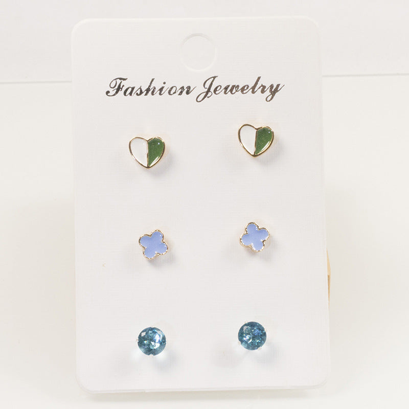 Love four-leaf clover zircon stud earrings set