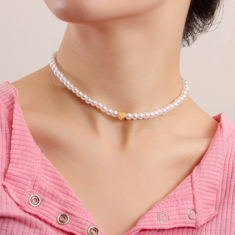 Elegant Classic Pearl Necklace Choker Chain Necklace