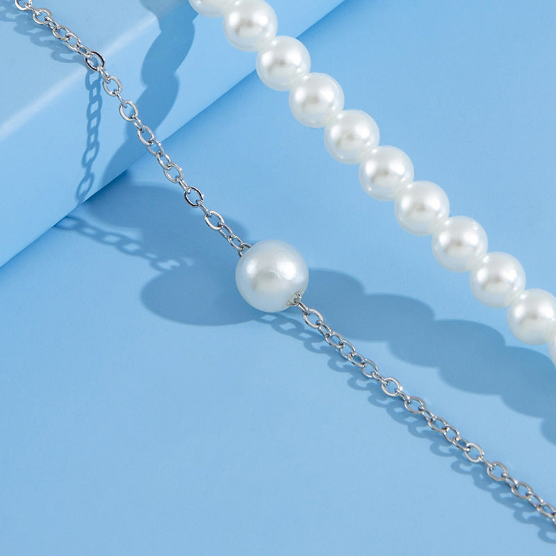 Round Imitation Pearl Chain Anklet Jewelry
