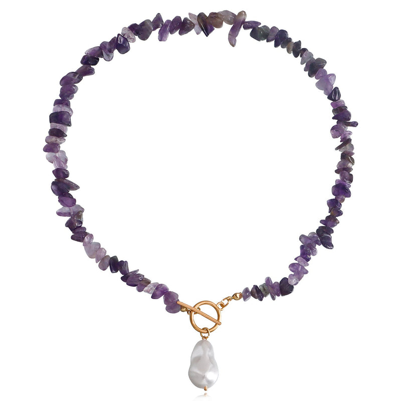 Natural Gravel Gemstone OT Buckle Necklace