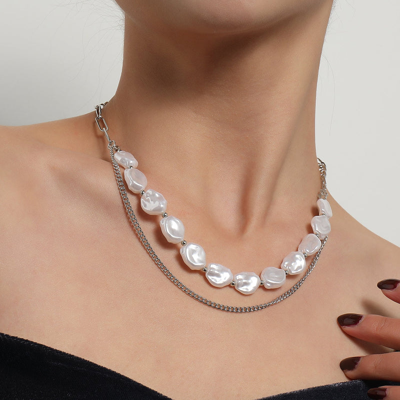 Double Layers Irregular Pearl Necklace