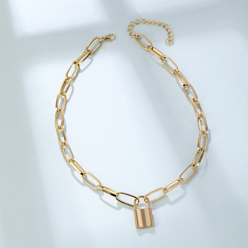 Punk Chain Necklaces Lock Charm