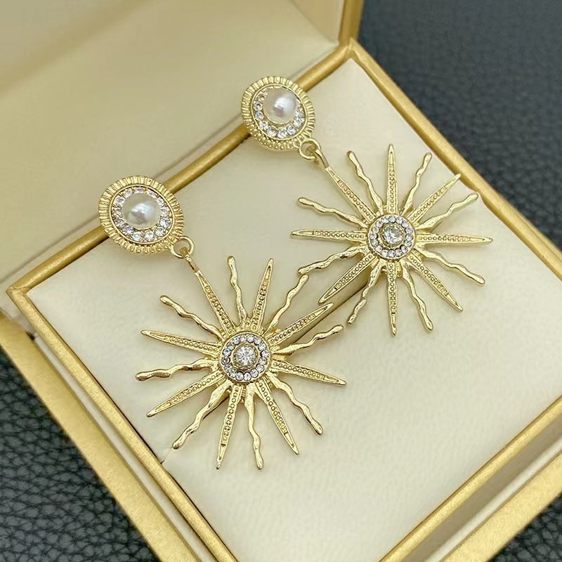 Pearl Sunflower Earrings