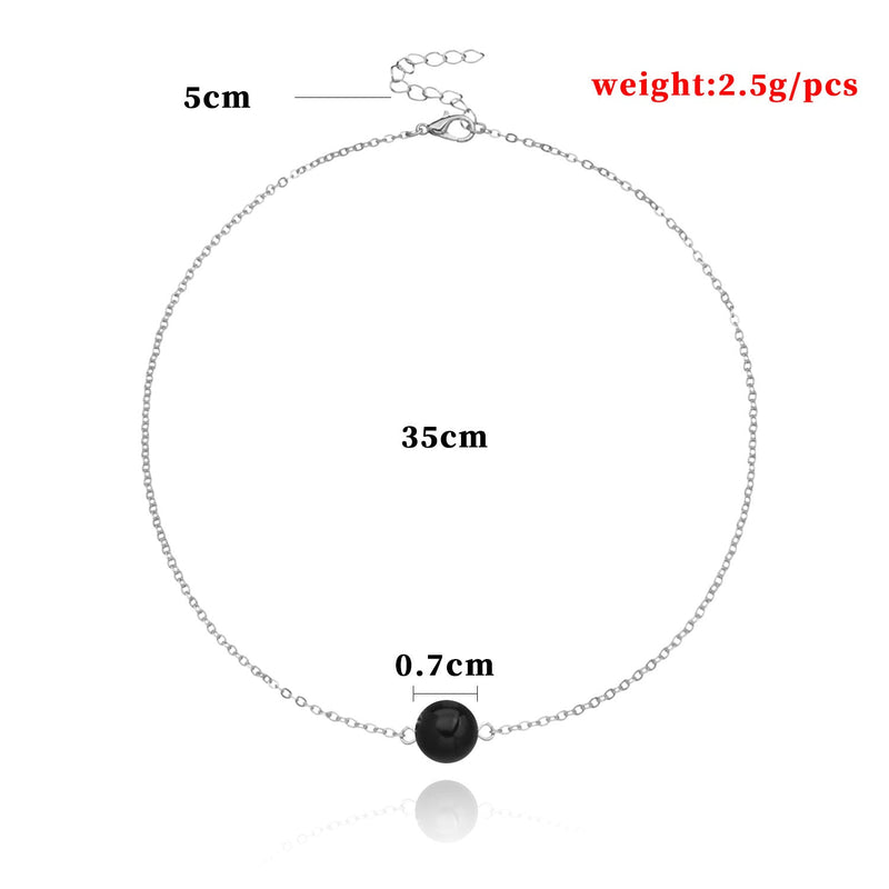 Black Glass Beads Necklace