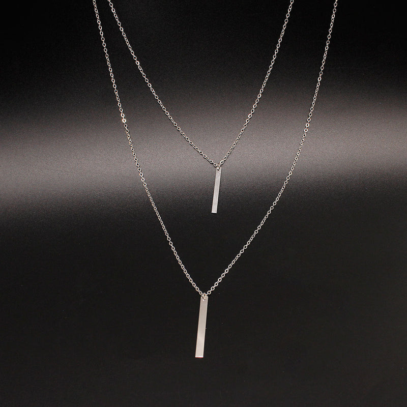Layered Rectangular Pendant Necklace