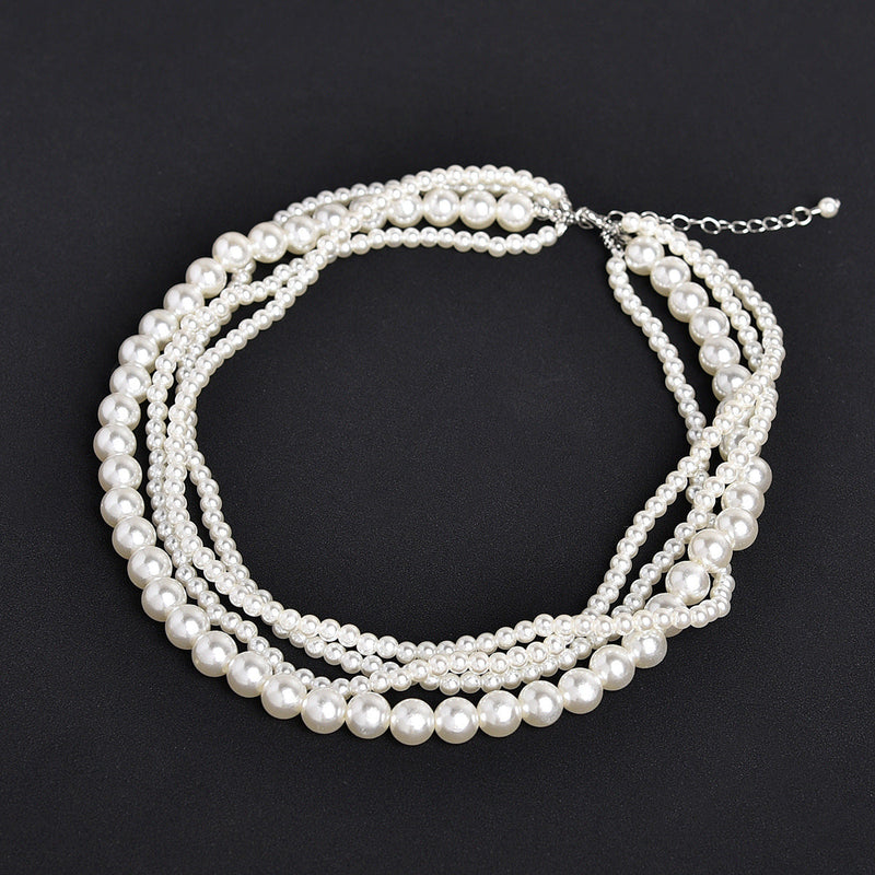 Multi Layer Baroque Necklace Pearl Collarbone Chain