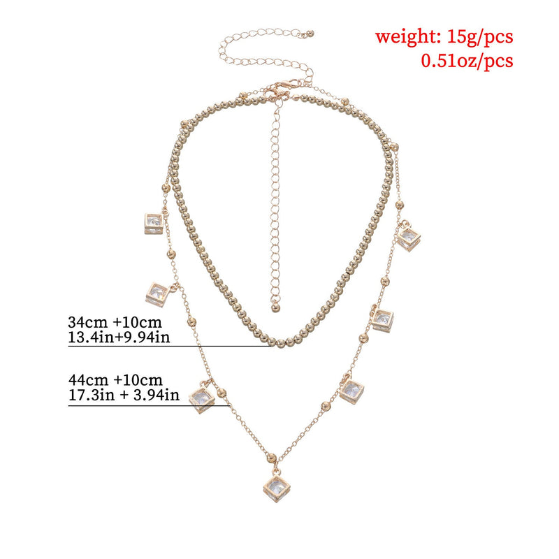 Multi Layers Round Beads Chain Necklace