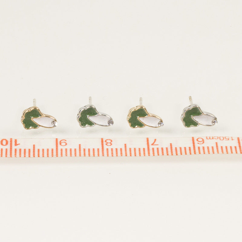Enamel green vegetable earring