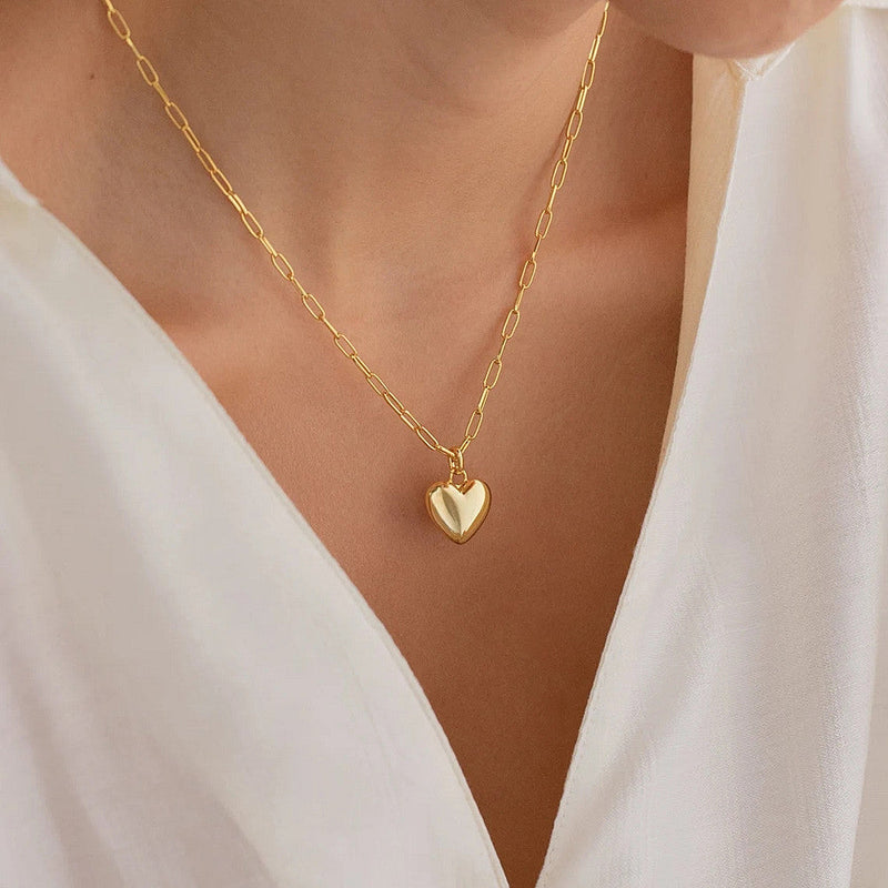 Vintage Gold Heart Charm Necklace