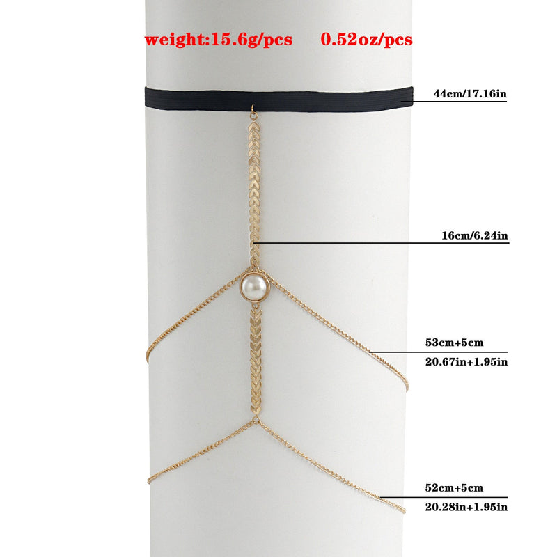 Summer Bohemian Pearl Multilayer Leg Chain Thigh Chain Body Jewelry