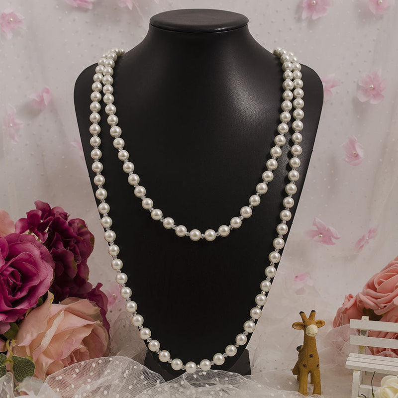 Costume Jewelry Long Faux Pearls Necklace