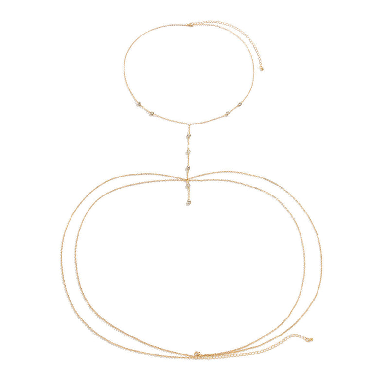 Sexy Body Chain Bikini Crystal Customized Double Layer