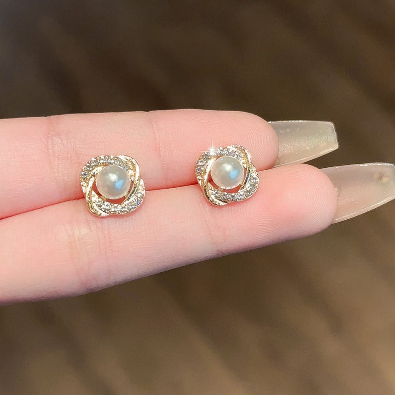 Geometric Square Round Stud Earrings