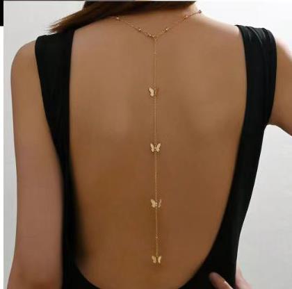 Fashion butterfly Tassel Sexy Back Chain Necklace