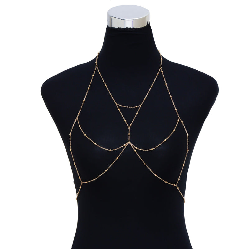 Fashion Waist Sexy Gold Silver Plated Body Chain Bra Bikini Beach Harness Chain
