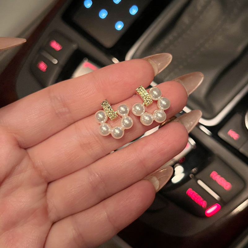 Hollow Circle Pearl Statement Earrings