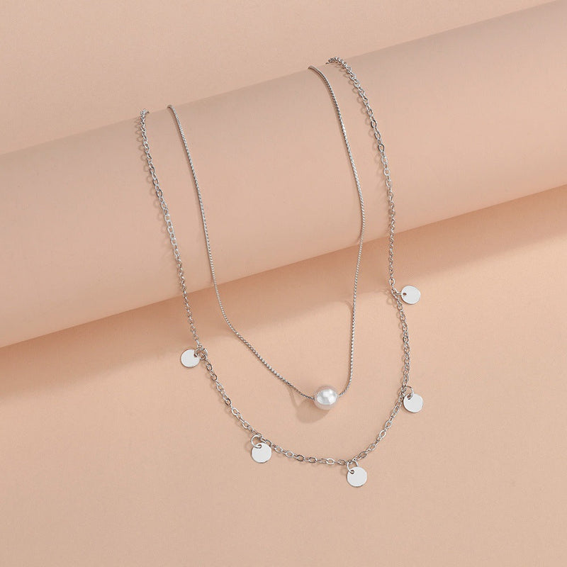 Double Link Chain Round Coin Collar Collier Women Necklaces