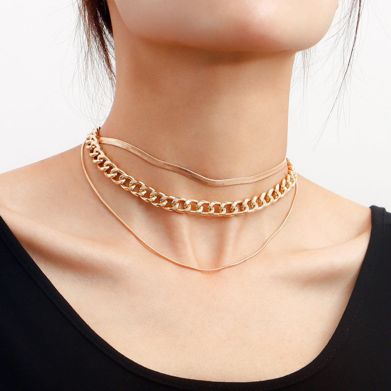 Simple Punk Thick Chain Snake Bone Chain Necklace