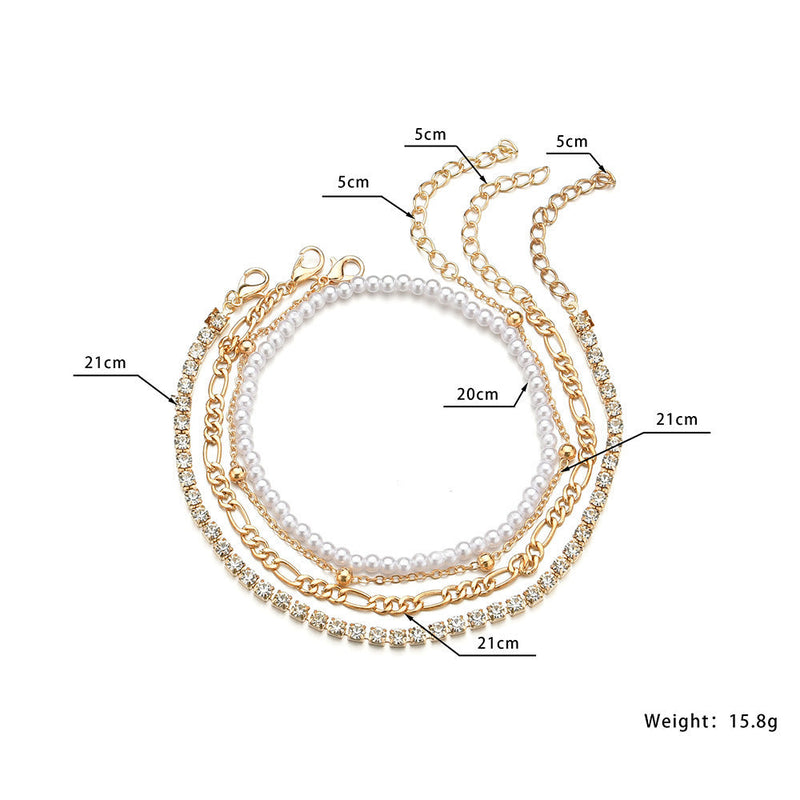 Rhinestone Crystal Beaded Chain Tennis Link Anklet Jewelry