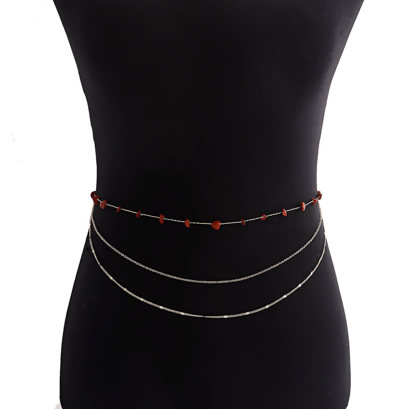 Waist Beads Belly Body Chain Double Layer Rhinestone Chain Jewelry