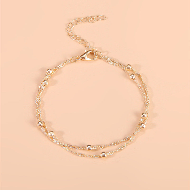 Double Layer Beaded Chain Bracelet