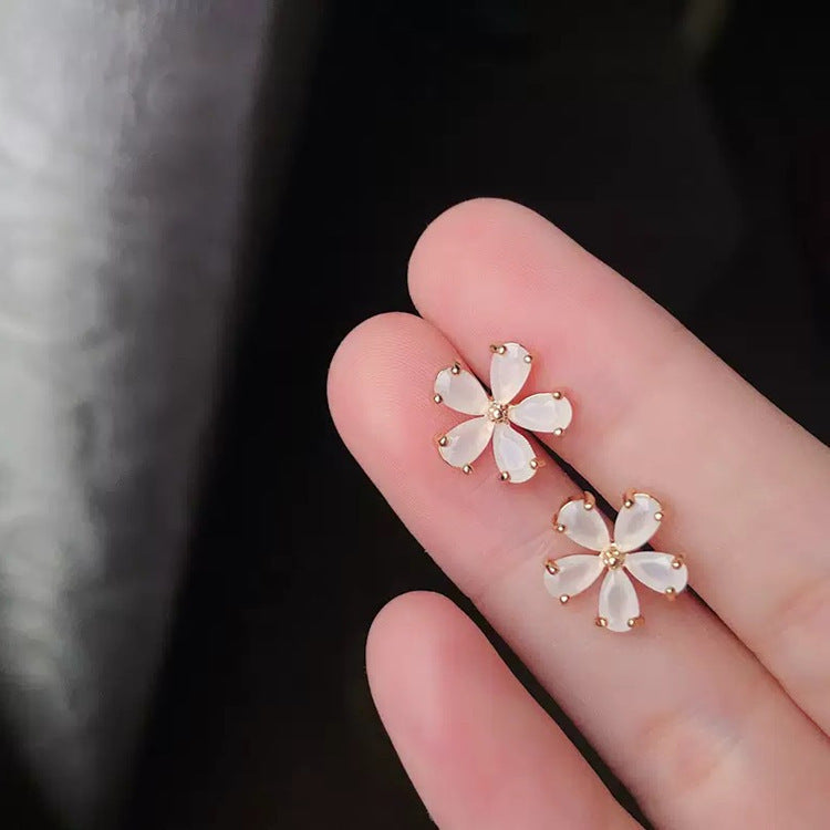 White Stone Flower Earring