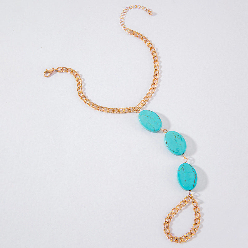 Summer Lady Beach Turquoise Chain Anklet Jewelry