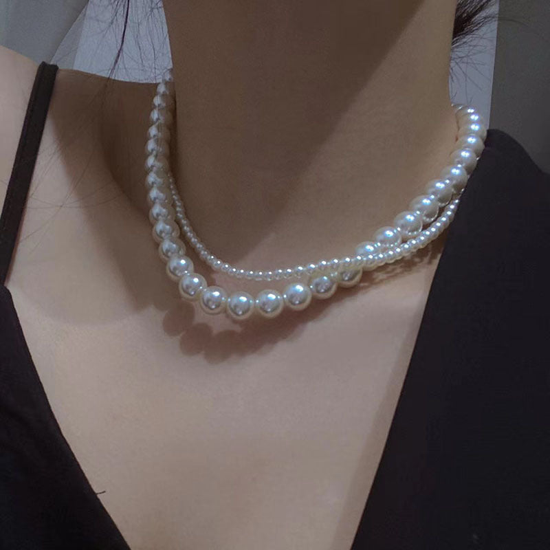 Multi-Strand Bridal Choker White Pearl Necklace