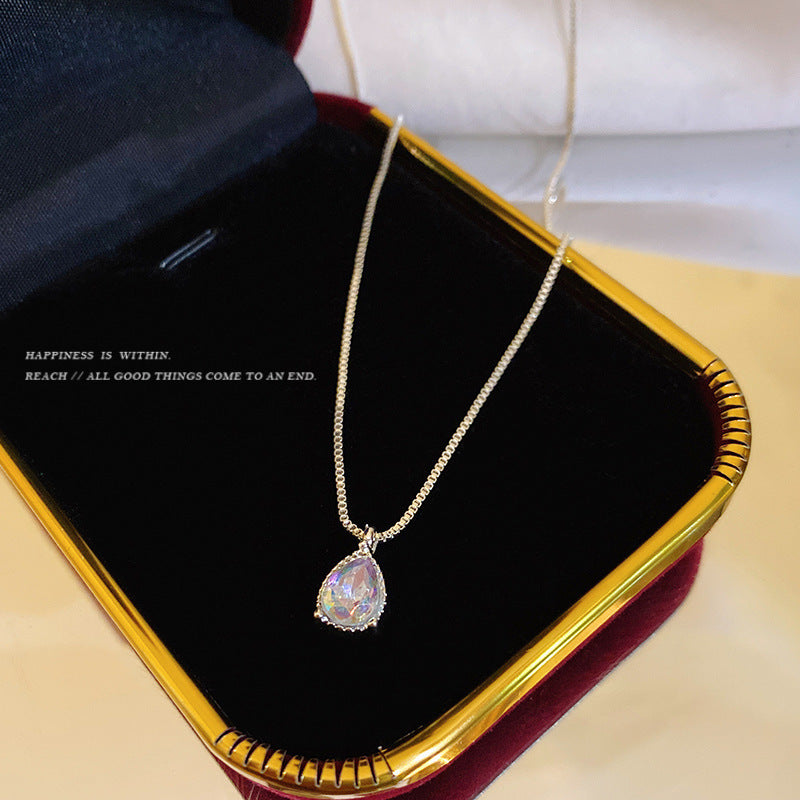 Water Drop Crystal Stone Pendant Necklace