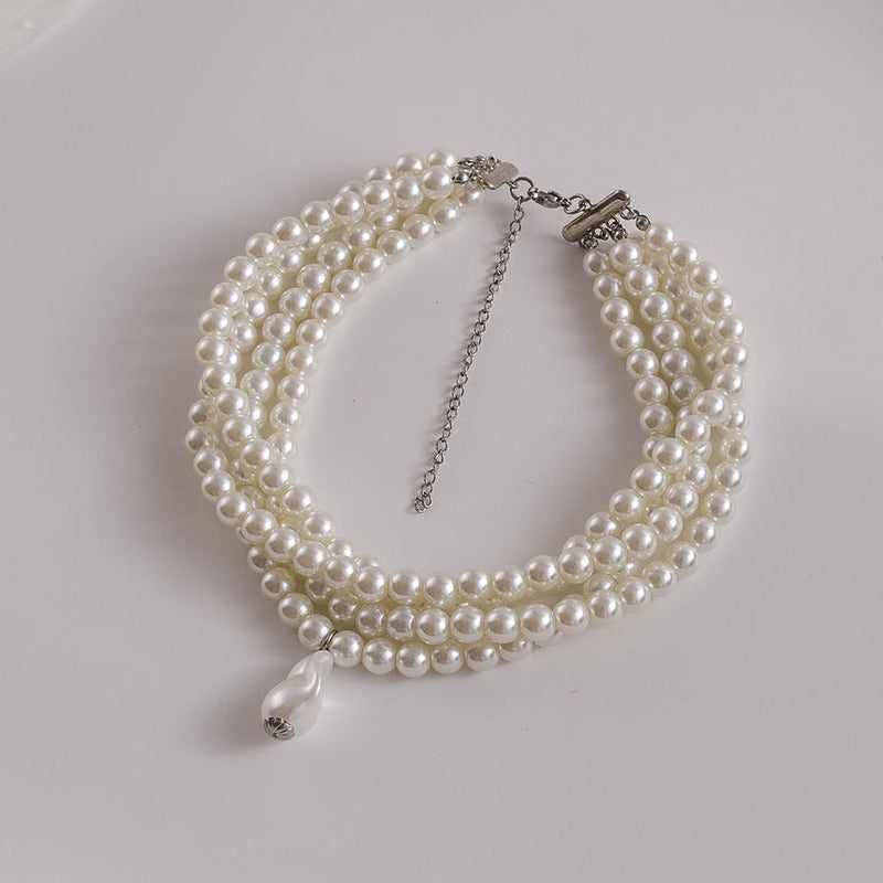 Multilayer Necklace Simple Pearl Choker Elegance Bridal Wedding Jewelry