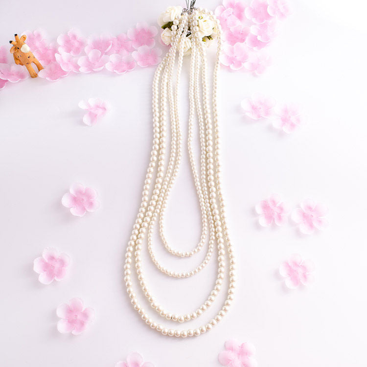 Retro Choker Necklace Multi-Layered Baroque Beaded Imitation Pearl