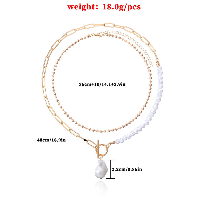 Pearl Round Bead Chain Overlay Necklace
