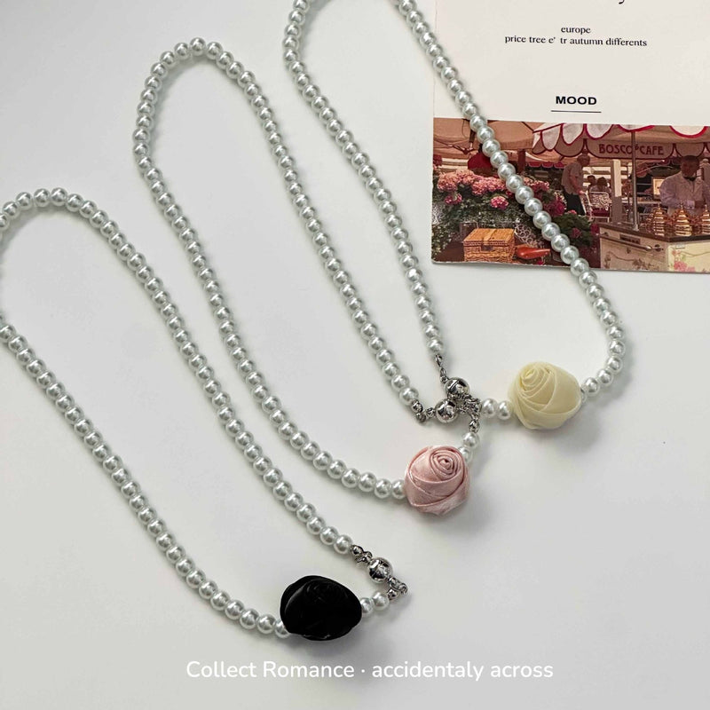 Fashion Rose Flower Pearl Necklace