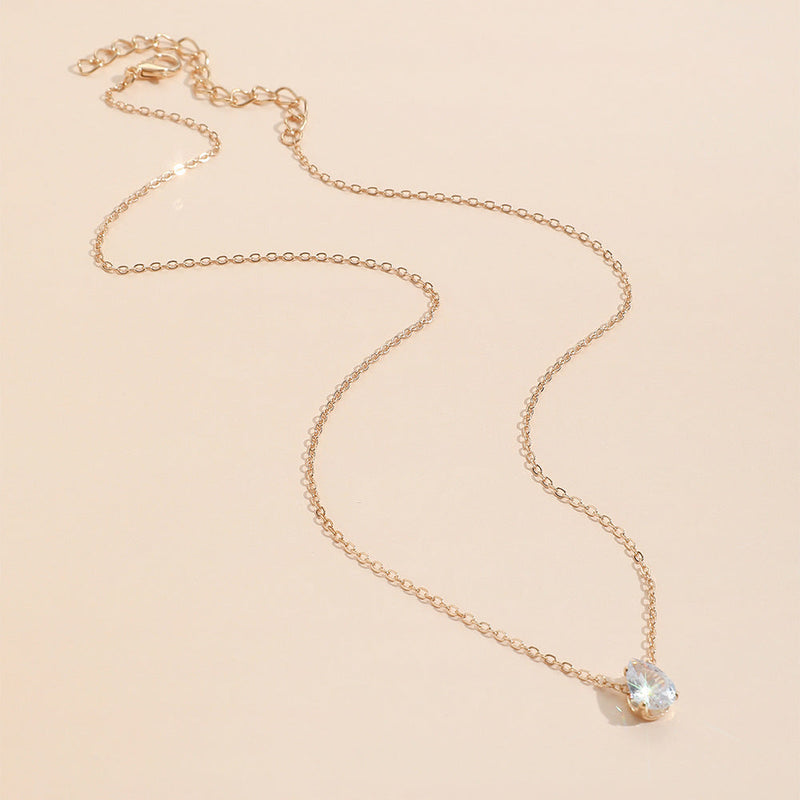 Waterdrop Zirconia Pendant Necklace