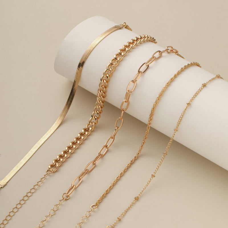 Flat Snake Twist Chain Bracelet Set