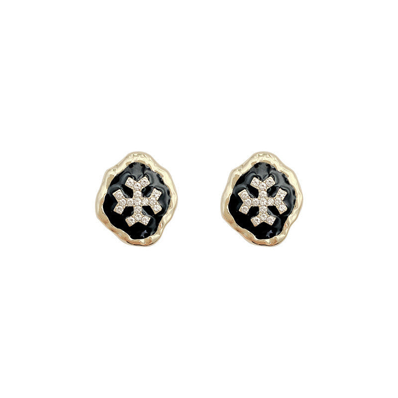 Irregular Round Snowflake Earrings for Women