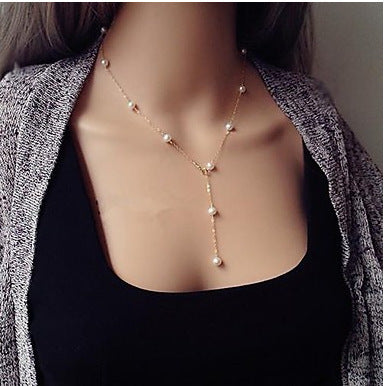 Pearl Chain Tassel Necklace